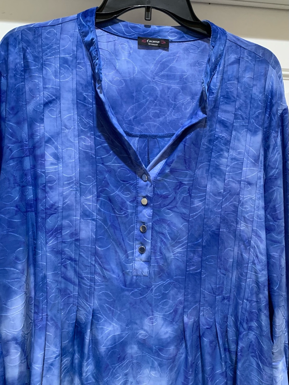 COCOMO Blue Tie-Die Blouse Flowy Soft CASUAL LOUNGE  Bell Sleeve 2XL - Picture 4 of 11